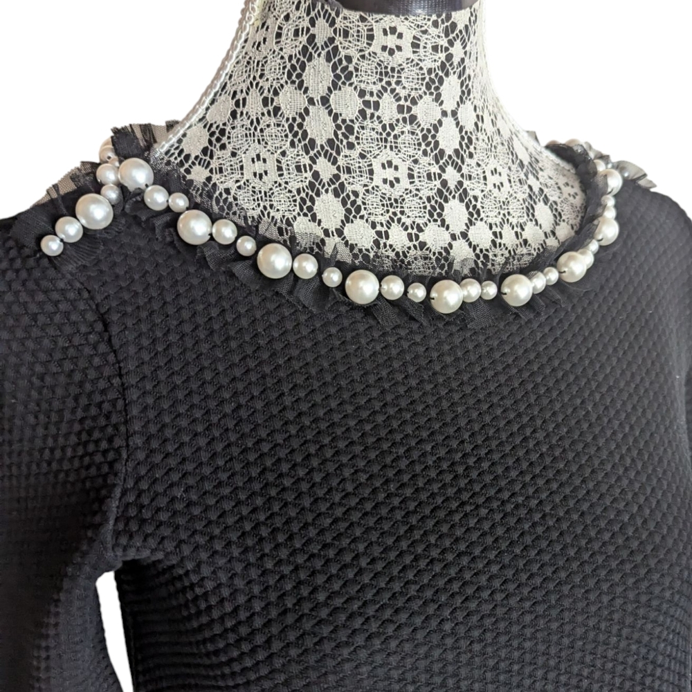 Carolina Herrera Black Textured Top